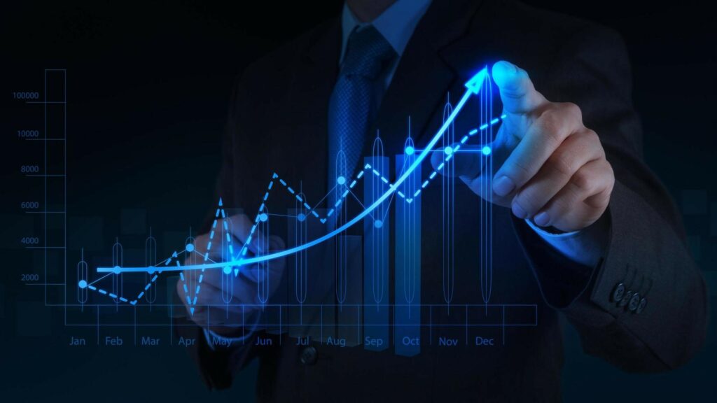 Business Growth Graph, Businessman in a suite